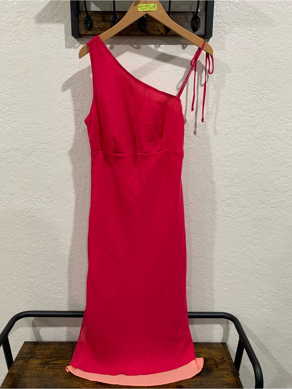 Y2K One-Shoulder Pink Evening Dress with Contrast Hem